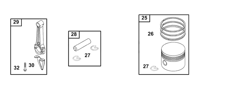 Piston Group Diagram and Parts List for 133232-1012-XX  Briggs and Stratton Engine